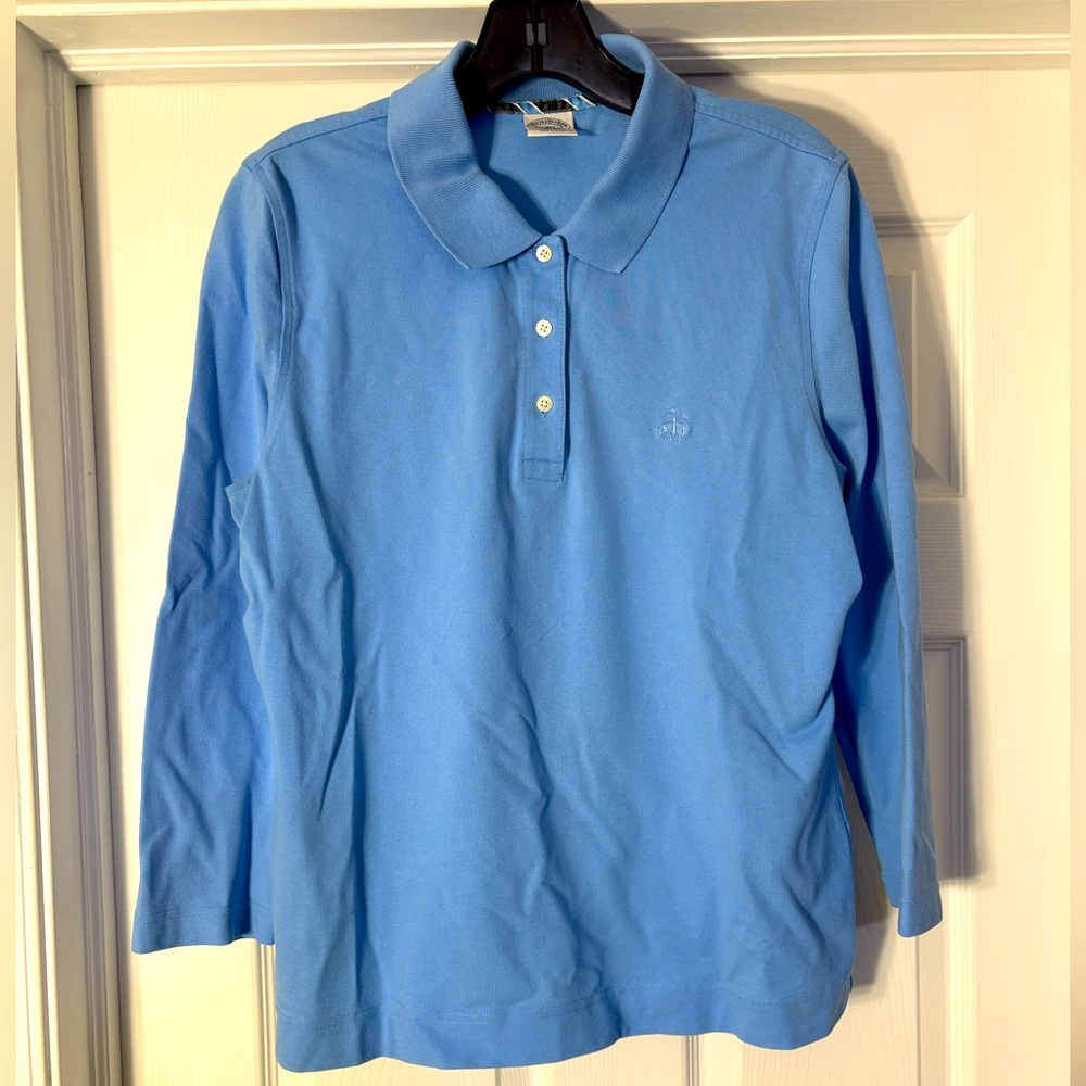 Brooks Brothers Blue Long-Sleeved Polo Shirt Classic Style